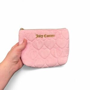 Juicy Couture Light Pink Quilted Heart Cosmetic Pouch with Gold Logo